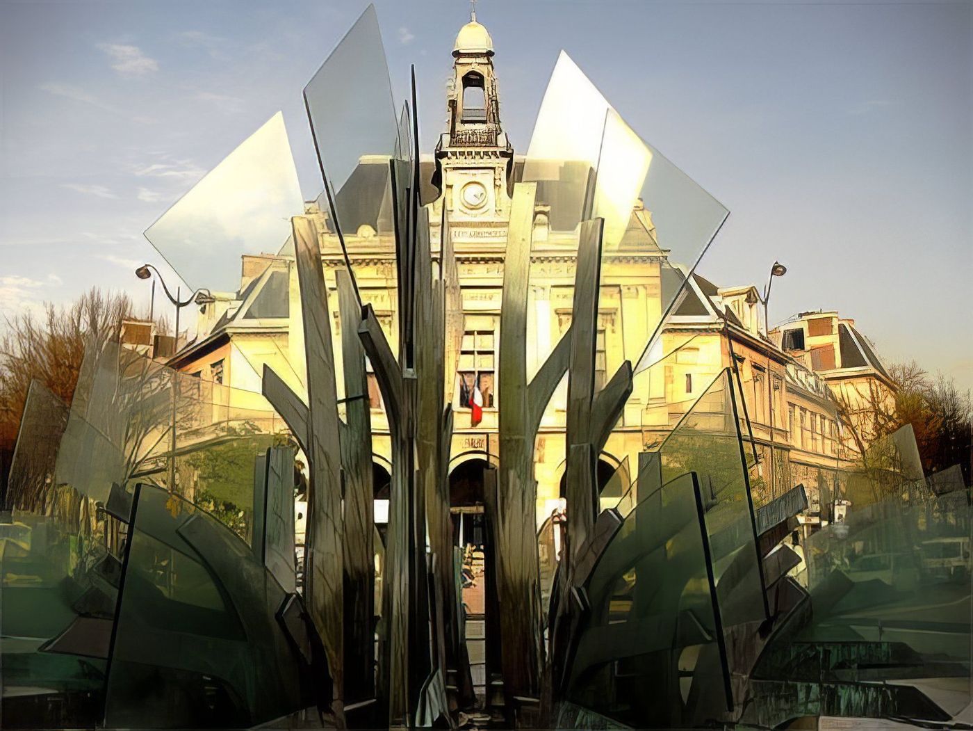 La mairie du 20ème arrondissement et sa fontaine