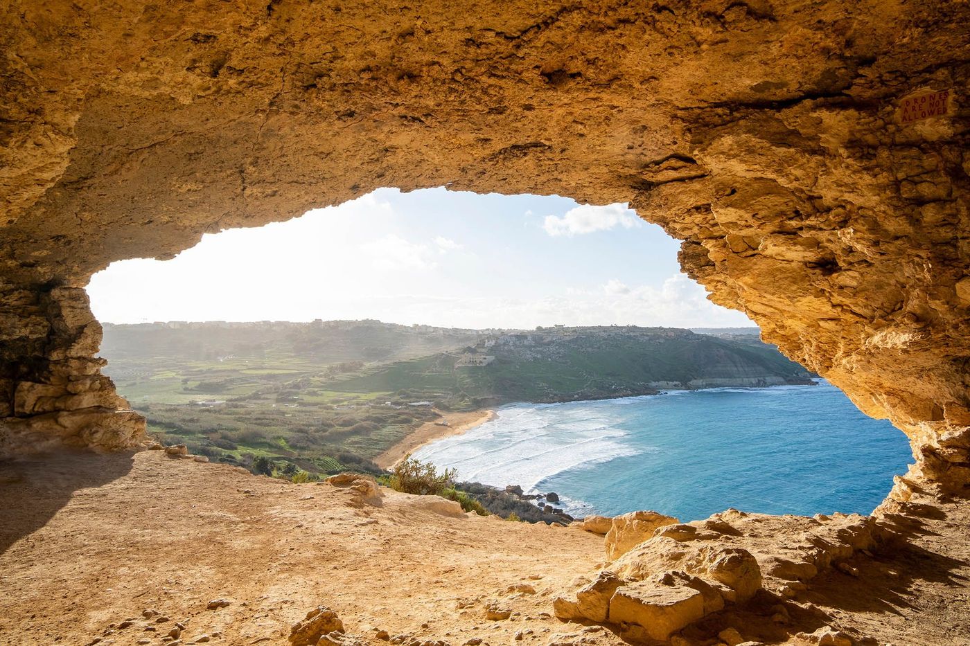 Ramla Bay depuis la grotte Mixta