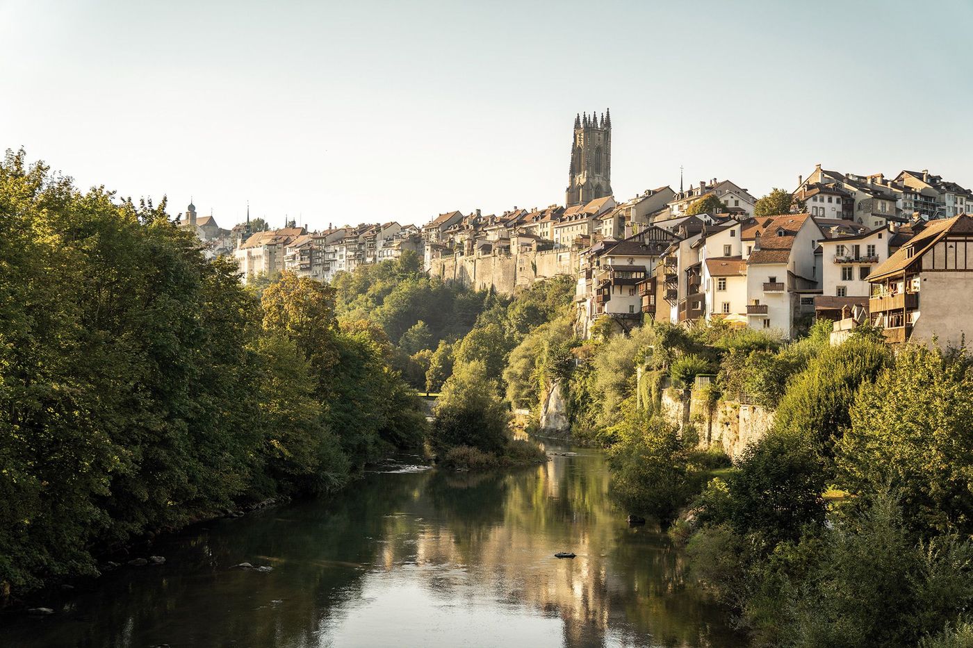 Vue sur la cathédrale Saint-Nicolas de Fribourg © Switzerland Tourism / Andre Meier