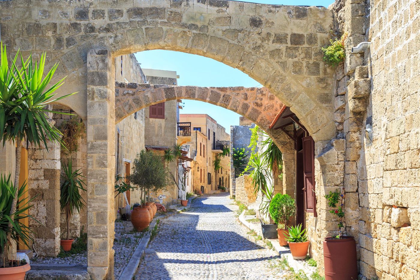 Ruelles pavées de têtes de chat - Rhodes