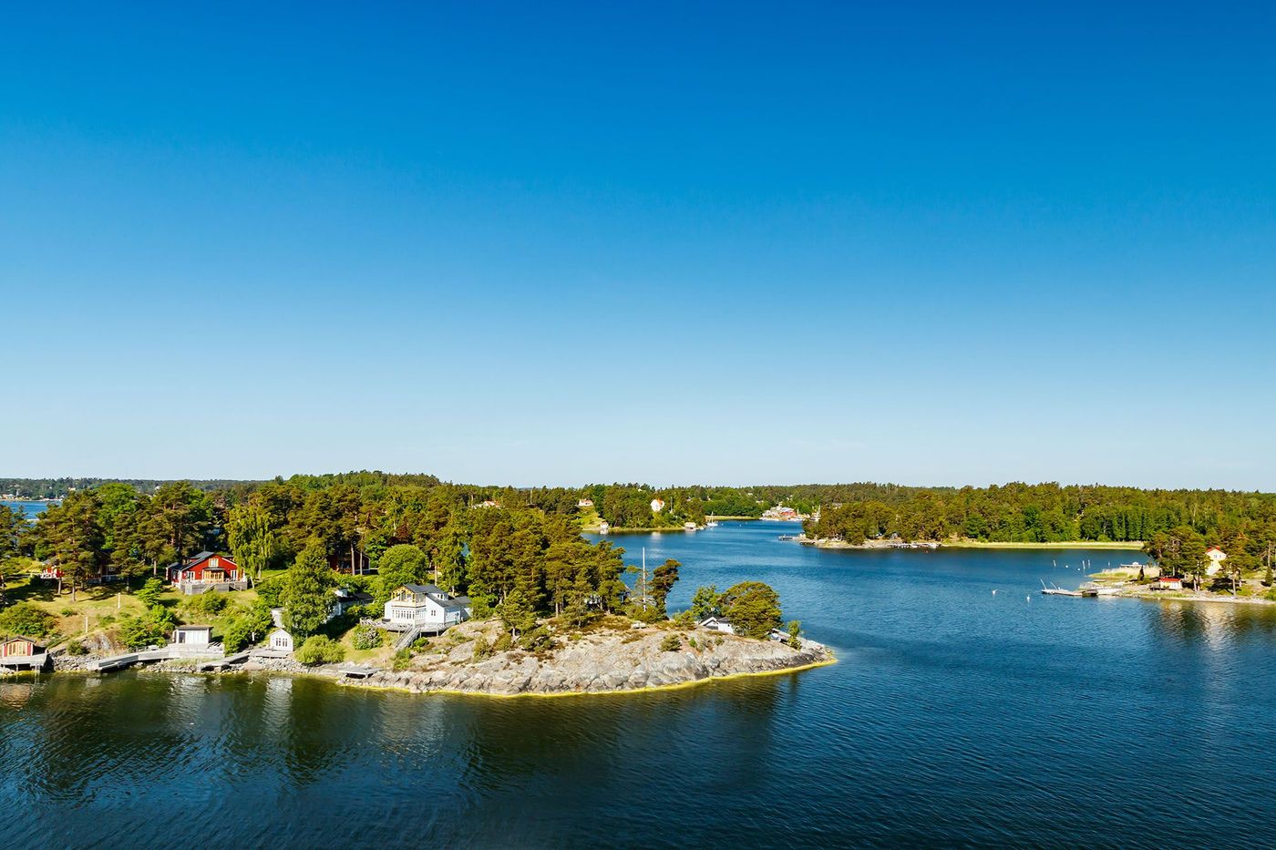 Vue sur l'archipel de Stockholm dans la mer Baltique
