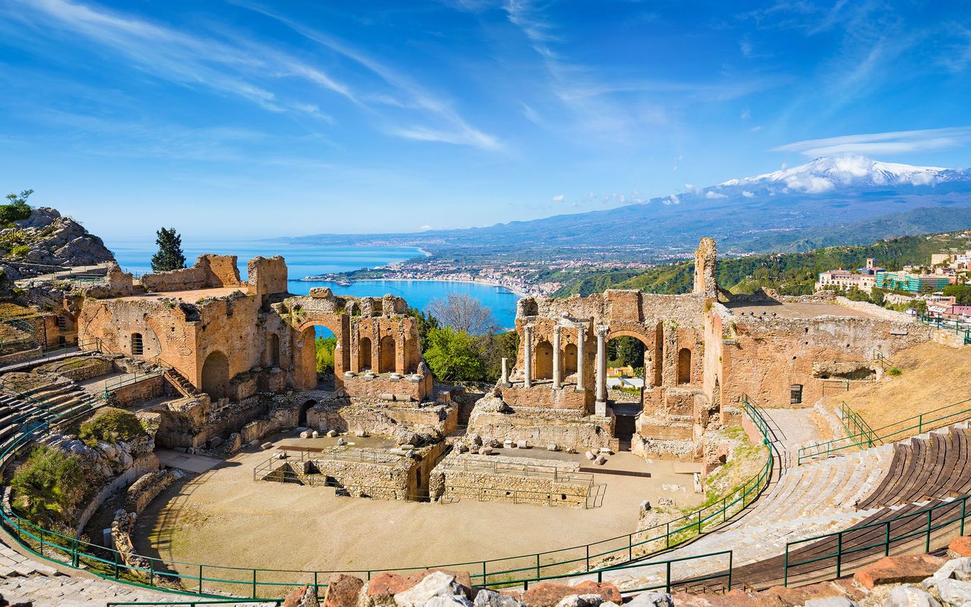 Théâtre grec antique de Taormine, en Sicile - Italie